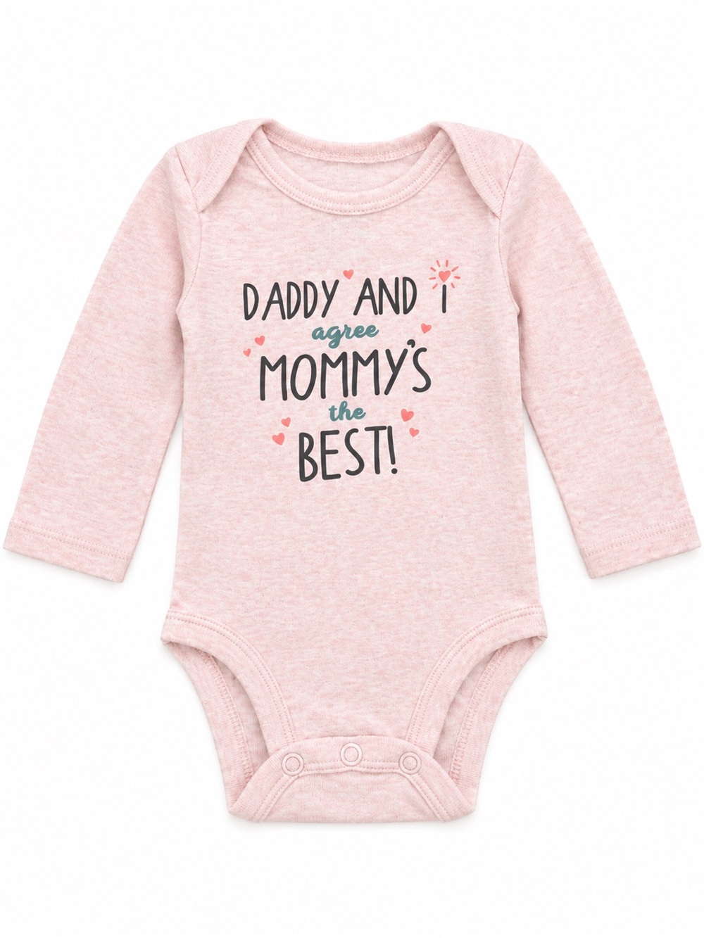 🩵 3/15$ Carter's Light Pink Long-Sleeve One-Piece Bodysuit with Mommy Graphic